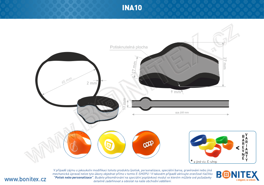 Náramek-silikon-kruh,pr.65mm-s RFID-125 kHz-černý, čip: EM4102 - bonitex  