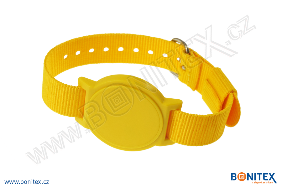 Náramek-nylon-260-275x17mm,kov.spona 1-s RFID-125 kHz-žlutý/č.žlutý, čip... - bonitex 