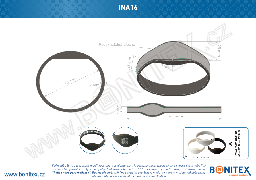 Náramek-silikon-kruh,pr.65mm-s RFID-125 kHz-šedý, čip: EM4102. - bonitex  