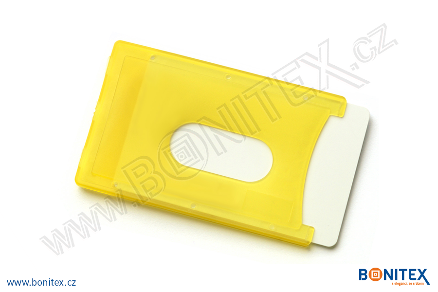 Pouzdro-na ŠÍŘKU karty-ISO-PLAST,PP-60x90-tl.3,5mm-průhledné/žluté - bonitex 