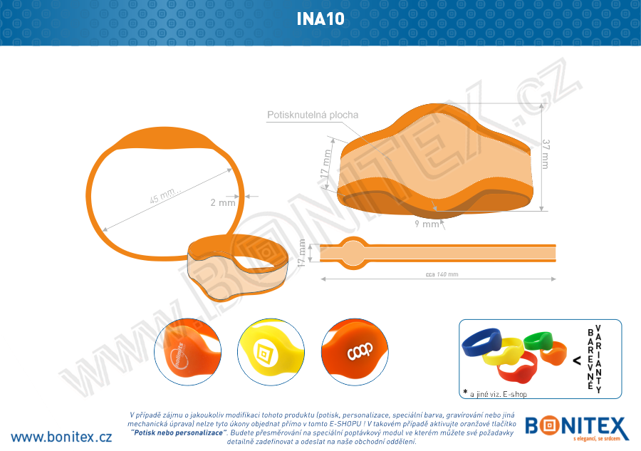 Náramek-silikon-kruh,pr.45mm-s RFID-13,56 MHz-oranžový, čip: NXP-Mifare... - bonitex  