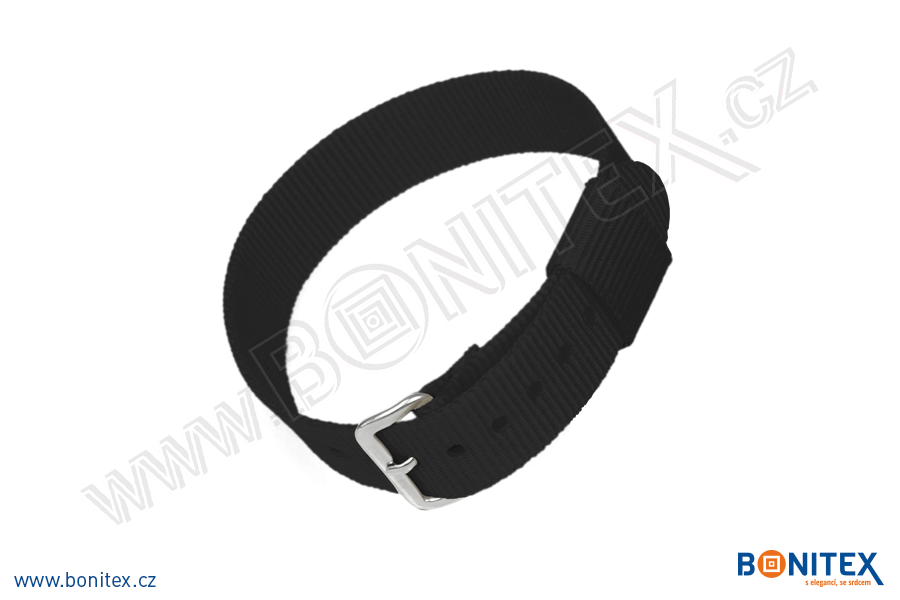 Náramek-nylon-INA55-samostatná nylonová páska,260-275x17mm,kov.spona 1-černá - bonitex  