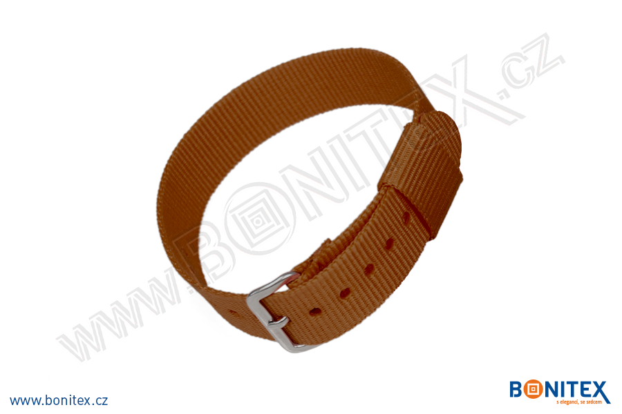 Náramek-nylon-INA55-samostatná nylonová páska,260-275x17mm,kov.spona 1-hnědá - bonitex  