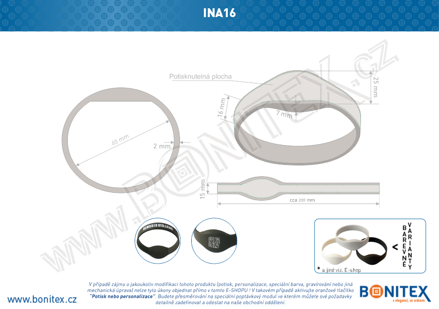 Náramek-silikon-kruh,pr.65mm-s RFID-125 kHz-bílý, čip: EM4102. - bonitex  
