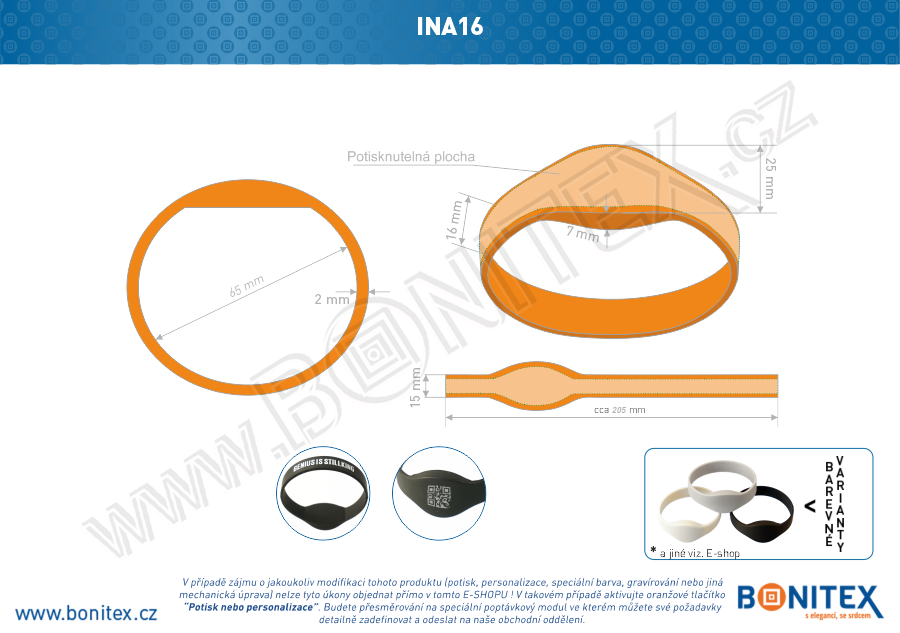 Náramek-silikon-kruh,pr.65mm-s RFID-125 kHz-oranžový, čip: EM4102. - bonitex  