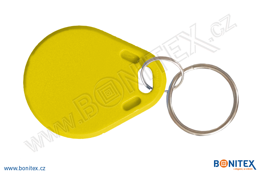 Klíčenka-ABS-40x32-tl.4,2mm-s RFID-13,56 MHz-žlutá, čip: NXP-Mifare DESFire... - bonitex 
