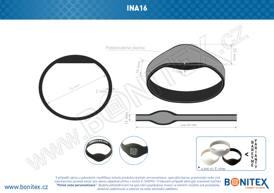 Náramek-silikon-kruh,pr.74mm-s RFID-125 kHz-černý, čip: Atmel-Q5 - bonitex  