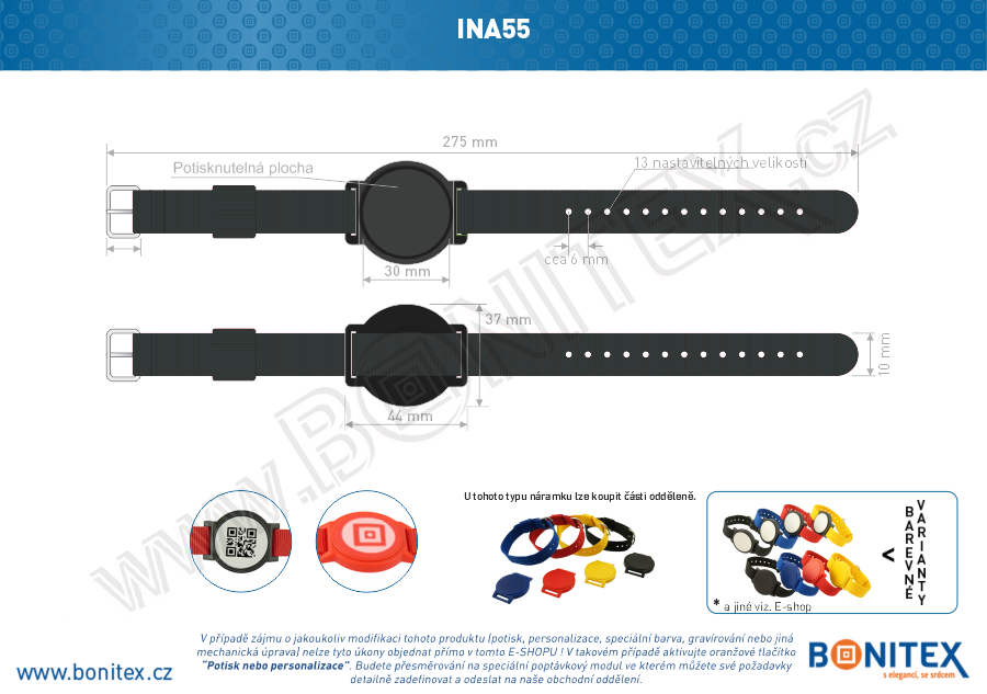 Náramek-nylon-260-275x17mm,kov.spona 1-s RFID-13,56 MHz-černý/č.černý, čip... - bonitex  