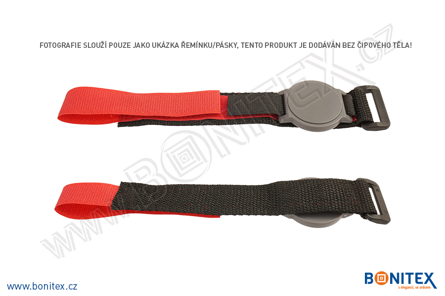 Náramek-nylon-INA54-samostatná nylonová páska,285x25 mm,suchý zip-černo/červený -bonitex 