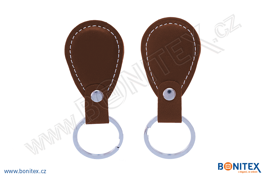 Klíčenka-PU kůže-68x36mm-s RFID-13,56 MHz-hnědá, čip: NXP-Mifare S50(1k)-4b. - bonitex 