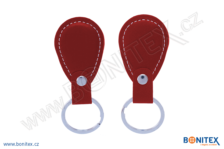 Klíčenka-PU kůže-68x36mm-s RFID-13,56 MHz-červená, čip: NXP-Mifare S50(1k)-4b. - bonitex 