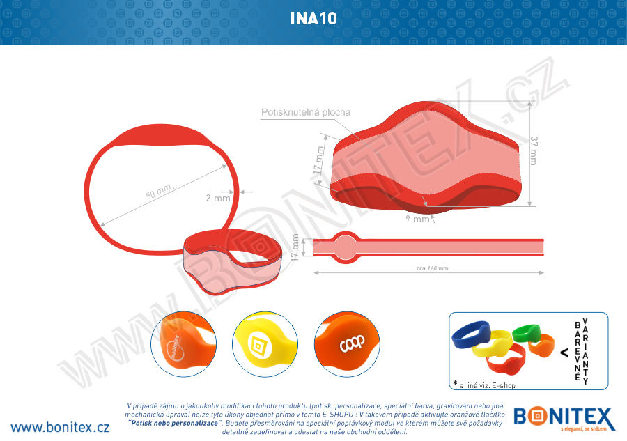 Náramek-silikon-kruh,pr.50mm-s RFID-13,56 MHz-červený, čip: NXP-Mifare... - bonitex  