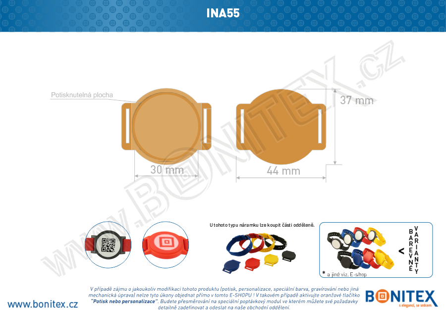 Náramek-nylon-INA55-samostatné tělo s čipem-s RFID-125 kHz-hnědý, čip: EM4102. - bonitex  