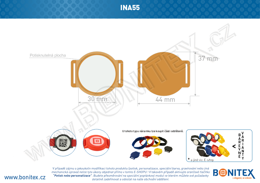 Náramek-nylon-INA55-samostatné tělo s čipem-s RFID-13,56 MHz-hnědý/bílý střed...-bonitex