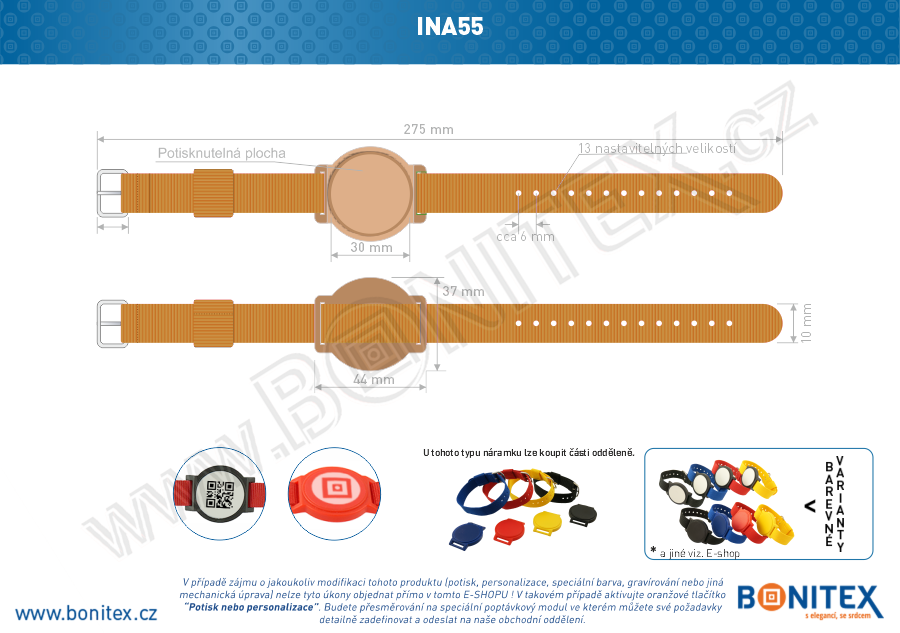 Náramek-nylon-260-275x15mm,kov.spona 1-s RFID-125 kHz-hnědý/č.hnědý, čip... - bonitex  