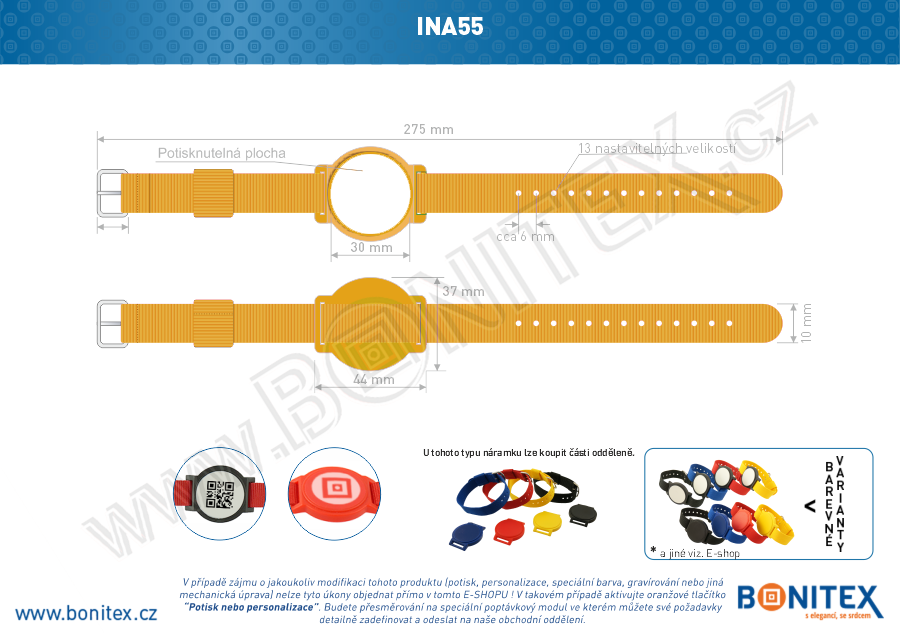 Náramek-nylon-260-275x17mm,kov.spona 1-s RFID-125 kHz-oranžový/č.oranžovo-bílý  -bonitex 