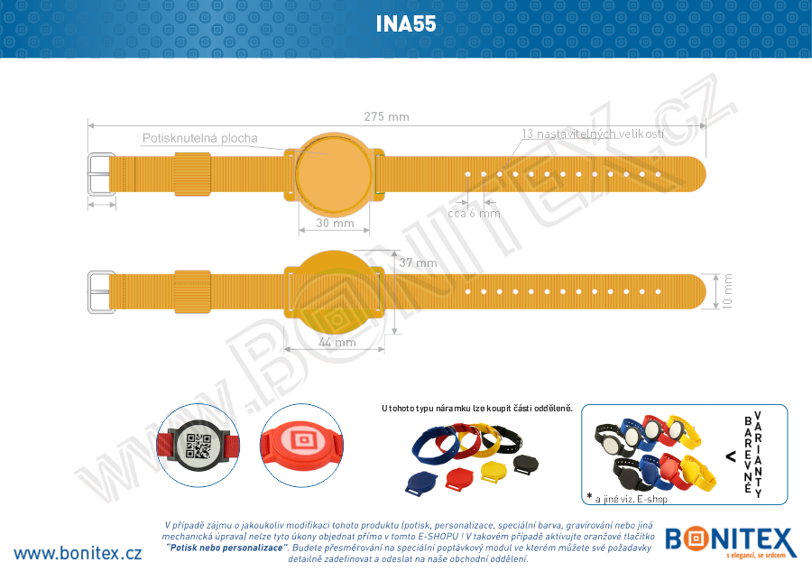 Náramek-nylon-260-275x17mm,kov.spona 1-s RFID-125 kHz-oranžový/č.oranžový, čip  -bonitex 