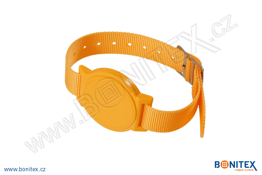 Náramek-nylon-260-275x17mm,kov.spona 2-s RFID-125 kHz-oranžový/č.oranžový - bonitex 