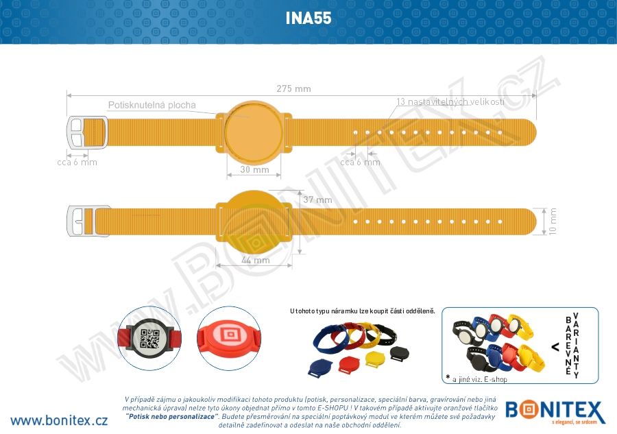 Náramek-nylon-260-275x17mm,kov.spona 2-s RFID-13,56 MHz-oranžový/č.oranžový... - bonitex  