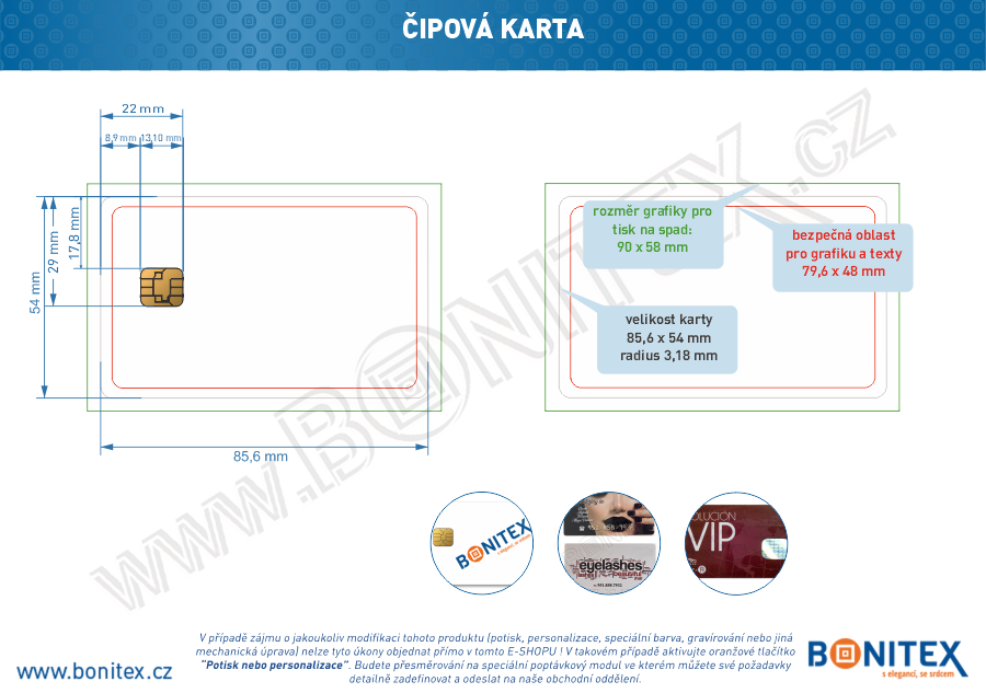 Karta ISO-PLAST-PVC-tl.0,82mm-s KONT.čipem-laminace lesk-bílá (SO-11) - bonitex 