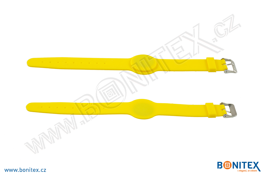 Náramek-silikon-242x20/35mm,kov.spona-s RFID-125kHz-žlutý - bonitex