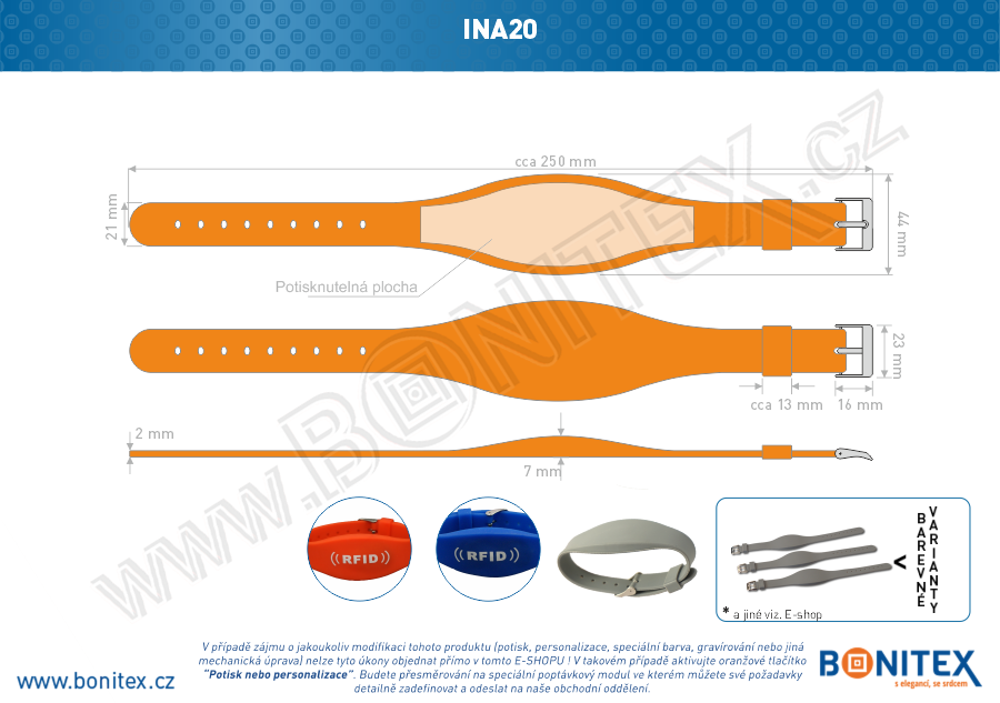 Náramek-silikon-255x17/34mm,kov.spona-s RFID-13,56 MHz-oranžový - bonitex 