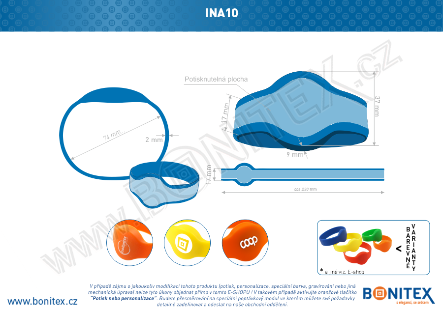 Náramek-silikon-kruh,pr.74mm-s RFID-13,56 MHz-modrý (SO-21) - bonitex 