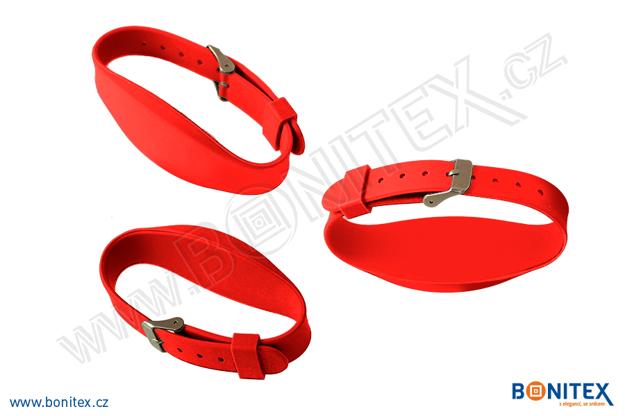 Náramek-silikon-255x17/34mm,kov.spona-s  RFID-125 kHz-červený - bonitex