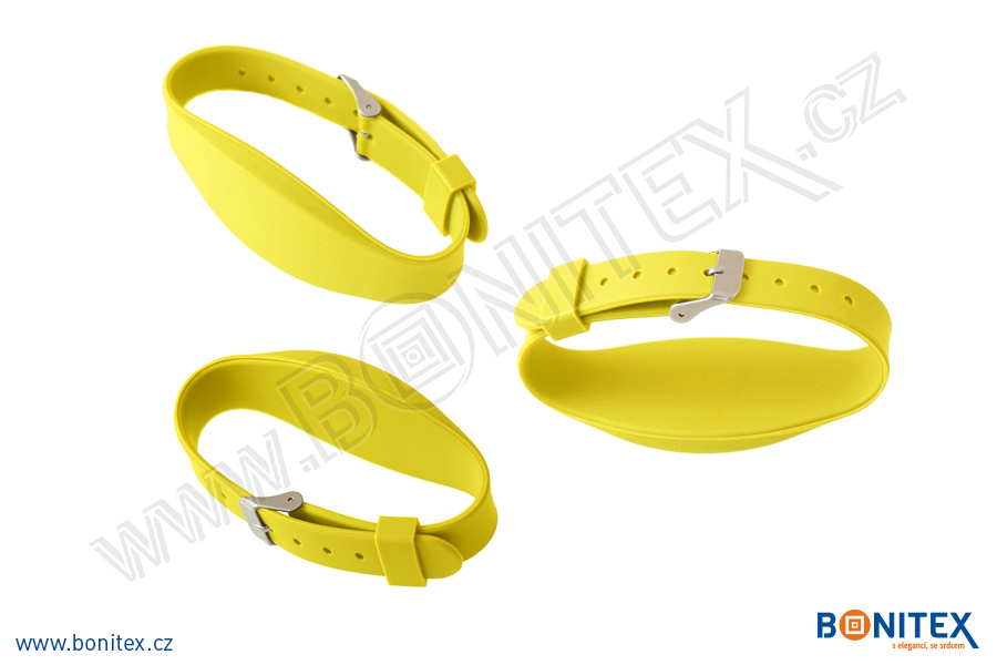 Náramek-silikon-255x17/34mm,kov.spona-s  RFID-125 kHz-žlutý - bonitex 