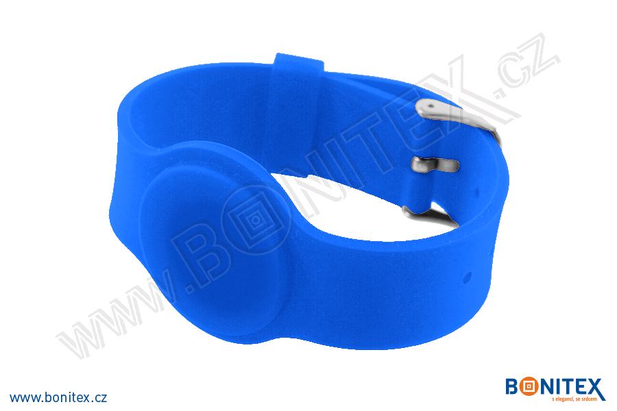 Náramek-silikon-255x17/34mm,kov.spona-s  RFID-125 kHz-modrý - bonitex 