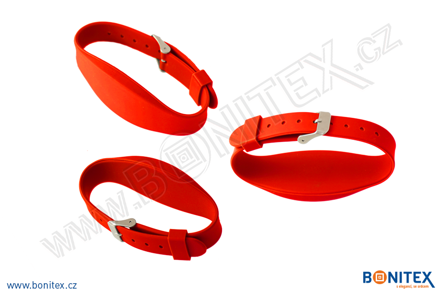 Náramek-silikon-255x17/34mm,kov.spona-s RFID-13,56 MHz-červený - bonitex 