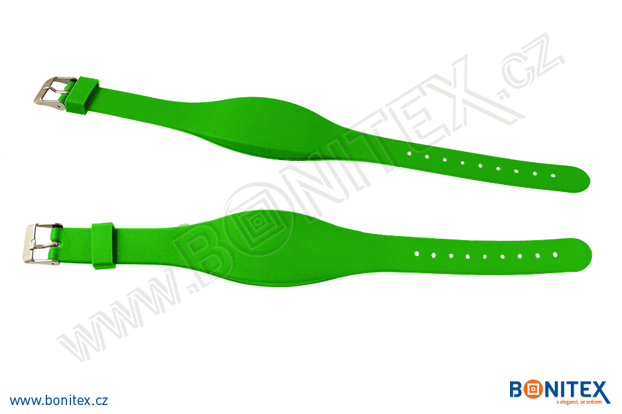 Náramek-silikon-255x17/34mm,kov.spona-s RFID-13,56 MHz-zelený - bonitex