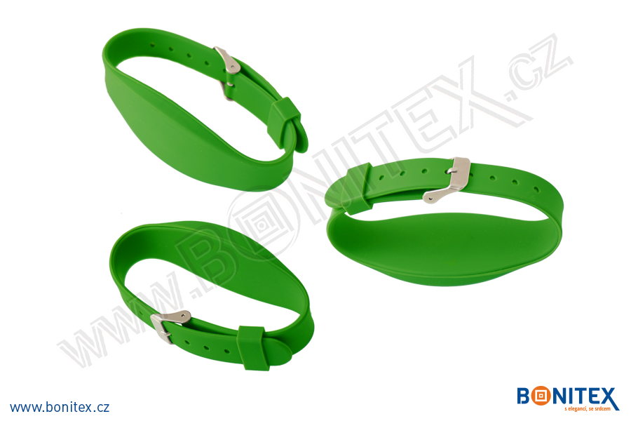 Náramek-silikon-255x17/34mm,kov.spona-s RFID-13,56 MHz-zelený - bonitex 