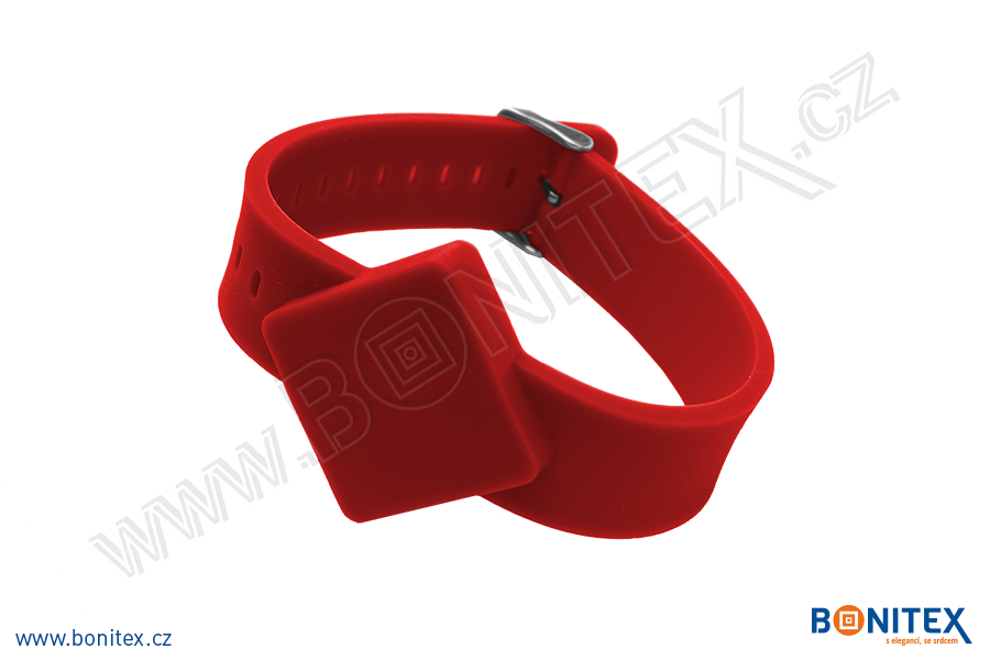 Náramek-silikon-247x20/40mm,kov.spona-s RFID-13,56 MHz-červený - bonitex