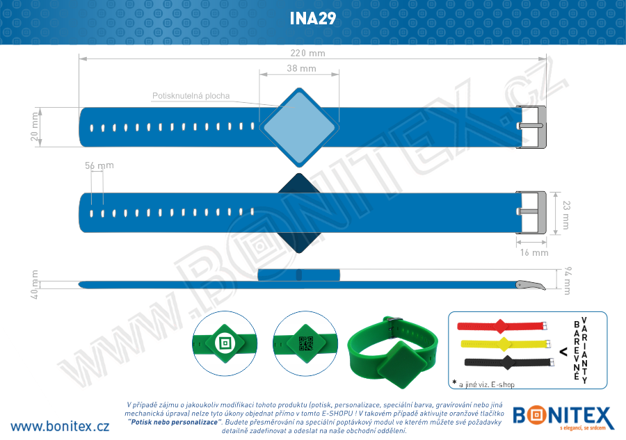 Náramek-silikon-247x20/40mm,kov.spona-s  RFID-125 kHz-modrý - bonitex  