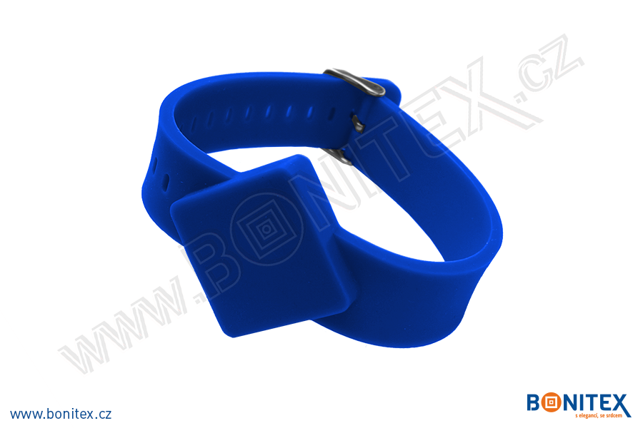 Náramek-silikon-247x20/40mm,kov.spona-s RFID-13,56 MHz-modrý - bonitex