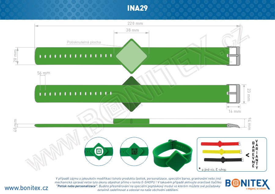 Náramek-silikon-247x20/40mm,kov.spona-s  RFID-125 kHz-zelený - bonitex  