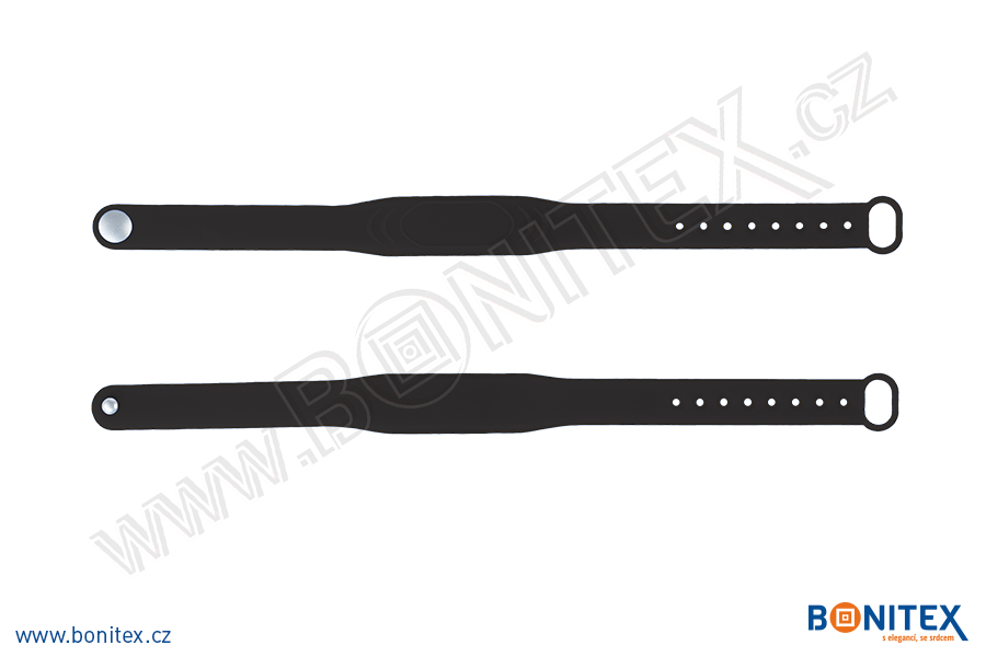 Náramek-silikon-242x13/17mm,kovový knoflík-s  RFID-13,56 MH-černý-BONITEX